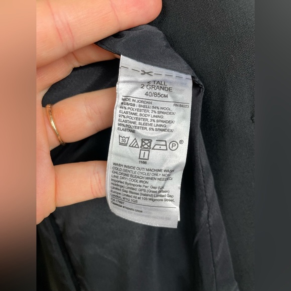 Banana Republic Women's 2 TALL Black Italian Washable Wool Blazer Coat 267508 - Picture 8 of 16